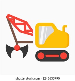 Flat dragline excavator pixel perfect vector icon