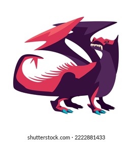 flat dragon design over white