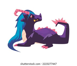 flat dragon with hair over white