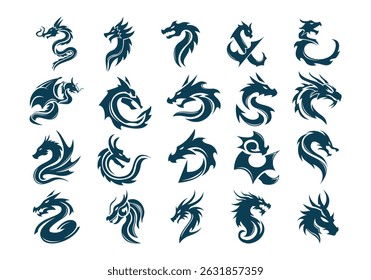 Flat Dragon Logo Element Set