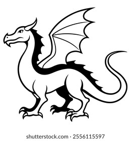 flat dragon silhouette dragon illustration vector