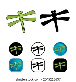 Flat Dragonfly Insect Icon Collection