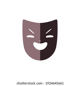 Flat drama mask of laughing villain vector illustration