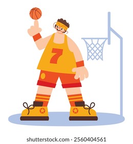 Flat Drawing Of A Basketball Player