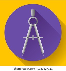 flat drawing compass icon - geometry and design tool vector