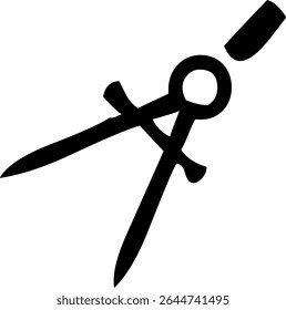 Flat drawing compass icon used in geometry, technical drawing, or measuring distances on maps.