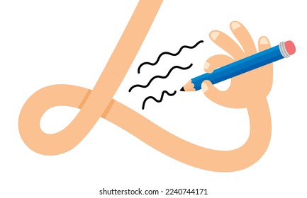 Flat Drawing Of A Conceptual Hand Writing