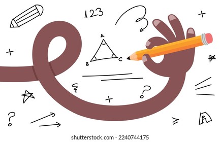 Dibujo plano de una escritura de mano conceptual