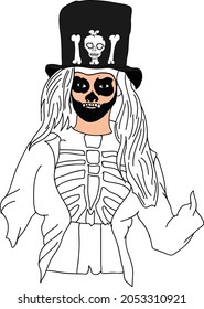 fLAT DRAWING HALLOWEEN ELEMENTS skulls girl