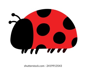 Flat drawing ladybug cartoon insect collection isolated on white background for childrens animal book