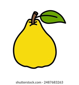 flat drawing of a quince for children. You can use it for children books, web design, posters, campaigns, and many more. 