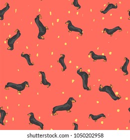 Flat drawing seamless pattern - Cute dogs