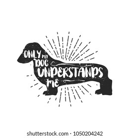 Flat drawing vector illustration - Cute dachshund