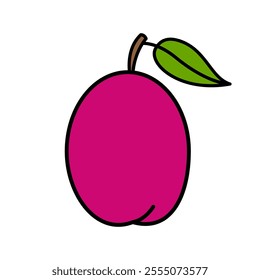 flat drawing of a victoria plum for children. You can use it for children books, web design, posters, campaigns, and many more. 