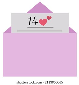Flat drawn letter with heart shape vector.
