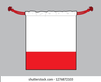Flat Drawstring Bag Design Vector 
With White/Red Colors.