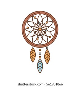 Flat dream catcher thin lined icon. Indian symbol outlined logotype design for business branding and web templates