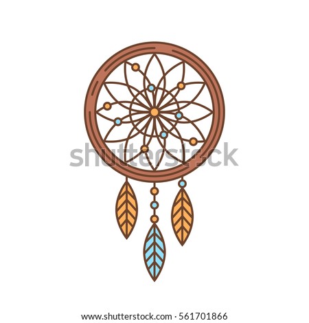 Flat dream catcher thin lined icon. Indian symbol outlined logotype design for business branding and web templates