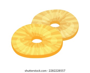 Flat dried pineapple rings on white background vector illustration