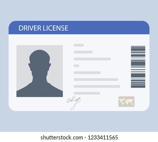 Flat Driver License Plastic Card Template. Driver License Isolated