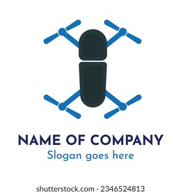 Flat drone logo, flying drone, company logo template