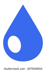 Flat drop of blue liquid. Falling tear or raindrop