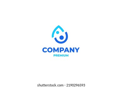 Flat drop family people droplet water donation logo vector icon design illustration