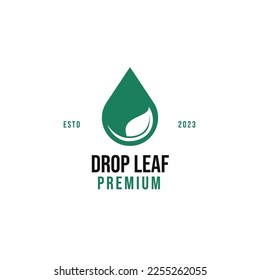 Flat drop leaf sprout logo design vector illustration