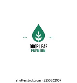 Flat drop leaf sprout logo design vector illustration