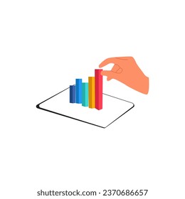 flat drsign hand with graph businis