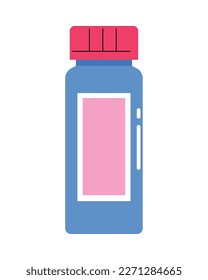 Flasche mit flachem Medikament auf Weiß