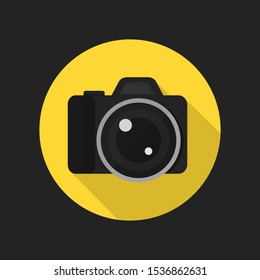 Flat DSLR Camera Icon Vector Illustration