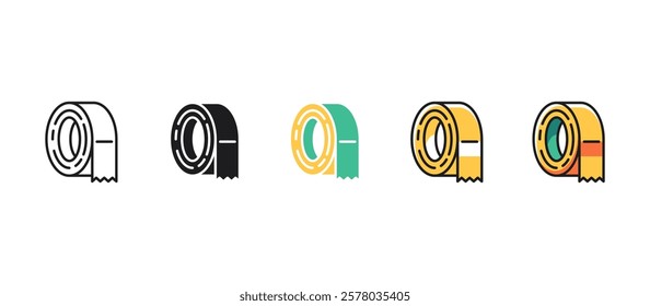 Flat duct tape icon for stationery, repair, fixing, sealing, packaging, DIY projects, industrial use, and household tools in vector illustration for business, office, and home improvement.