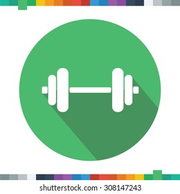 Flat dumbbell icon with long shadow