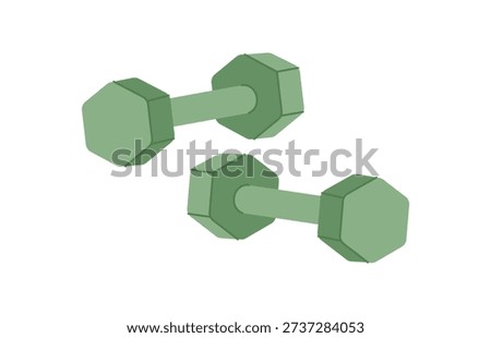 Flat dumbbell icon in minimal style. Equipment for strength, weightlifting, and exercise. Essential gym tool for fitness and sport activities, bodybuilding concept, workout illustration.