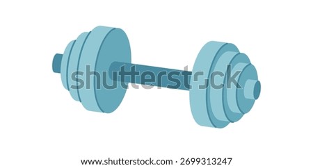 Flat dumbbell icon with a sleek design. Essential gym equipment for workout, weightlifting, and strength training. Perfect for bodybuilding or fitness themes, highlighting exercise and healthy