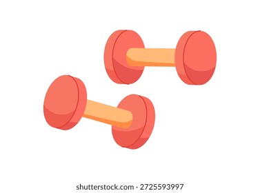 Flache Hantel Symbol in lebendigem Design. Perfektes Symbol für Fitnessgeräte für Fitnessstudio, Training und Trainingsthemen. Stellt Kraft, Muskel und Bewegung für Sport Gewichtheben.