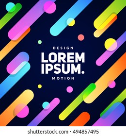Flat dynamic background design. Colorful geometric shapes in motion. Eps10 vector illustration.