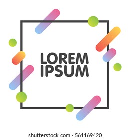 Flat dynamic background design. Colorful geometric on white background with frame and space for text. Vector illustration.