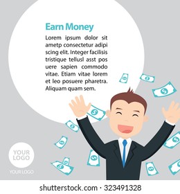 Flat Earn Money Advertising vector