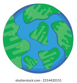 Flat Earth Globe Illustration Isolated on White Background, Vector

