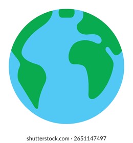 Flat earth globe vector icon isolated on white background. Ideal for geography, travel, global network, or environment-related designs.