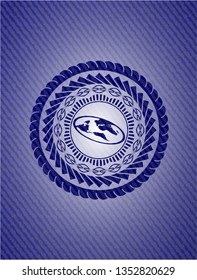 flat earth icon with denim texture