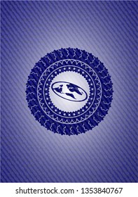 flat earth icon with denim texture