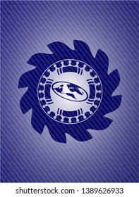flat earth icon with denim texture