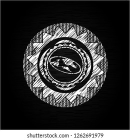 flat earth icon drawn chalk emblem, retro style, chalk or chalkboard texture