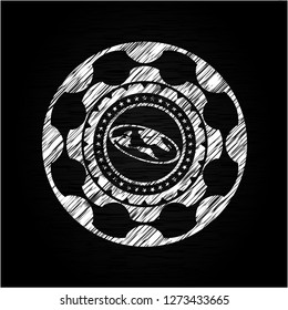 flat earth icon drawn on blackboard
