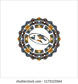 flat earth icon inside arabesque emblem. arabic decoration.