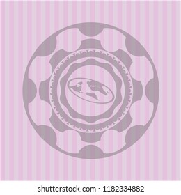 flat earth icon inside badge with pink background