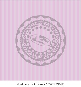 flat earth icon inside badge with pink background